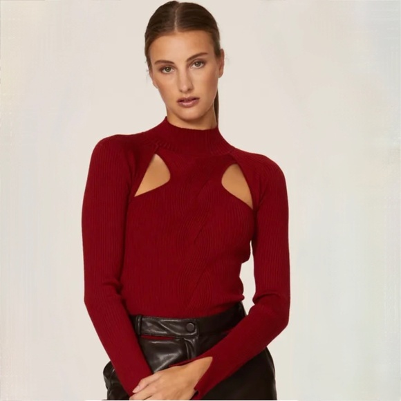 Jonathan Simkhai Keegan Twisted Long Sleeve Cut-Out-Detail Turtleneck Sw… - Picture 3 of 16